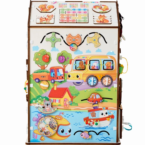 Бизиборд домик Лапки Макси 38х40х60 см, со светом